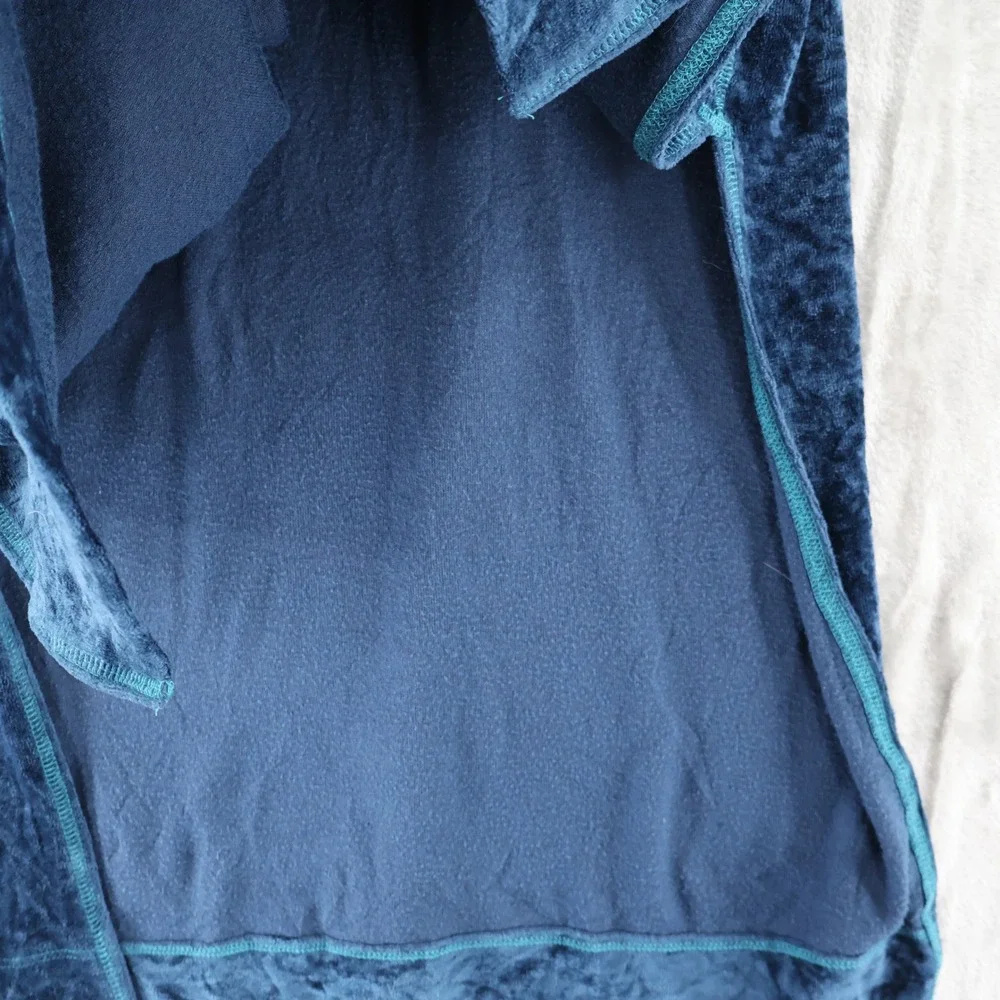 We The Free Luxe Crushed Velvet Tunic Top Women S Blue V-Neck Boho High-Low Swim